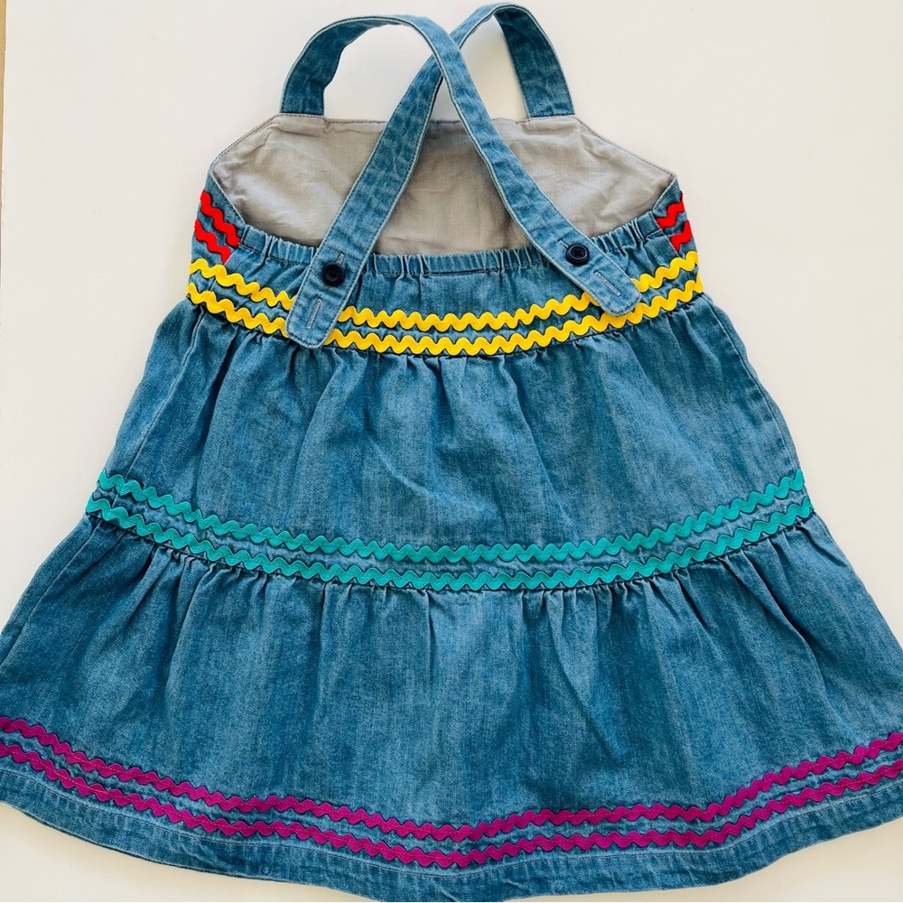 NWT Hanna Andersson 85(2T) Ric Rac Chambray tiered dress - Picture 5 of 6